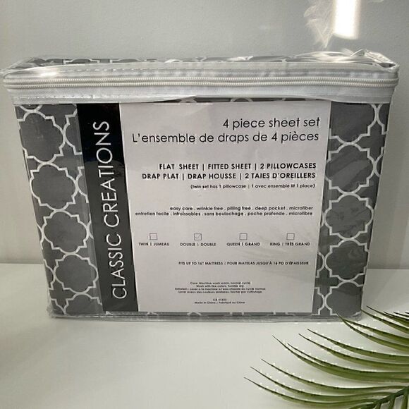 Double 4 pc Microfibre Bedsheets Set NWT - Picture 2 of 5